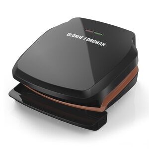 NIB George Foreman 2-Serving Copper Classic Plate Grill, Electric Indoor Grill